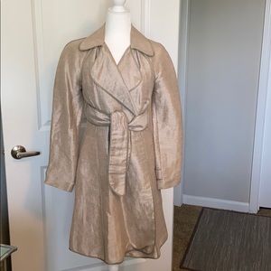 Tracy Reese metallic linen trench coat/jacket